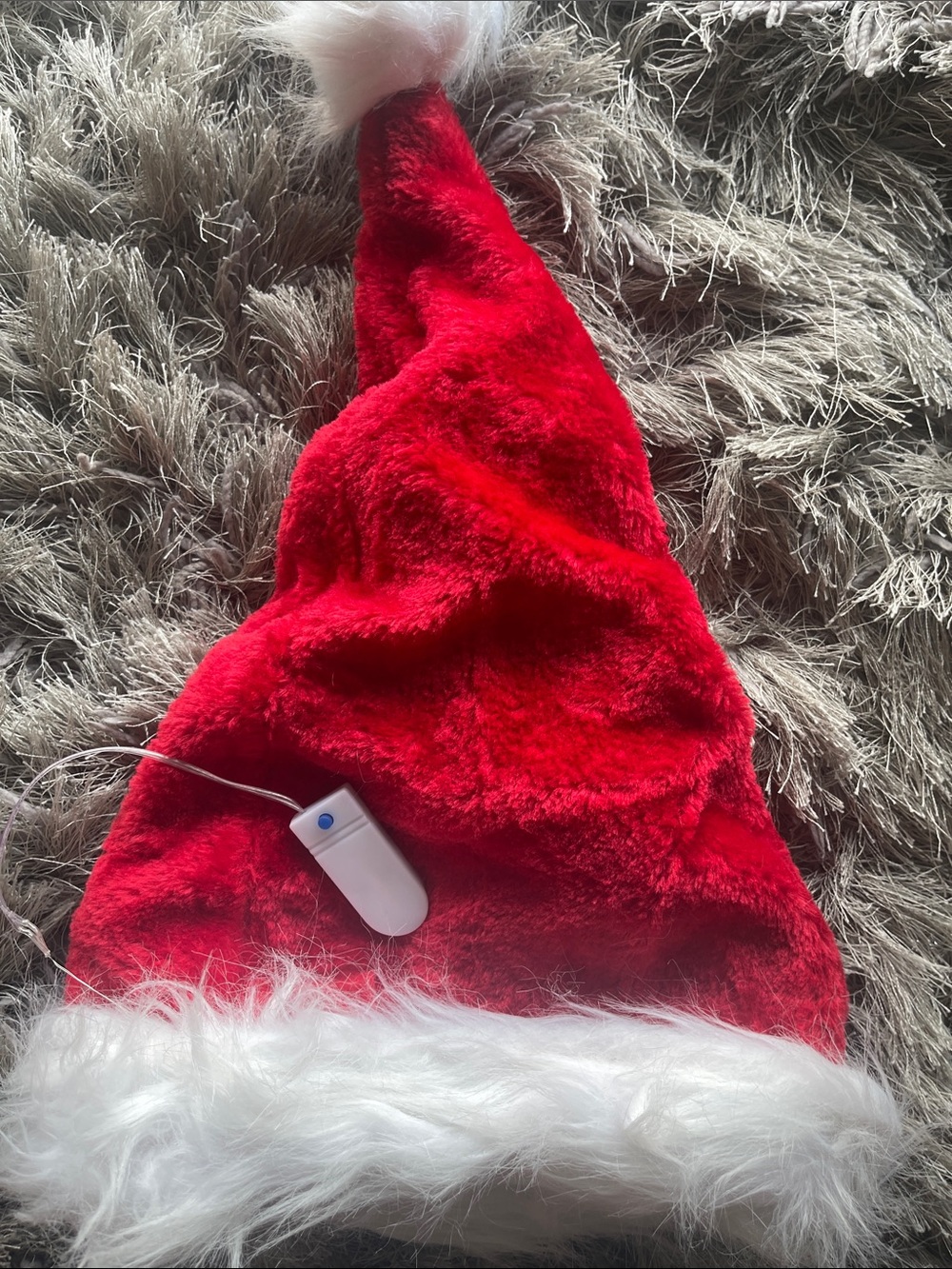 Red Plush Santa Hat with White Fur Trim - Kids Accessories